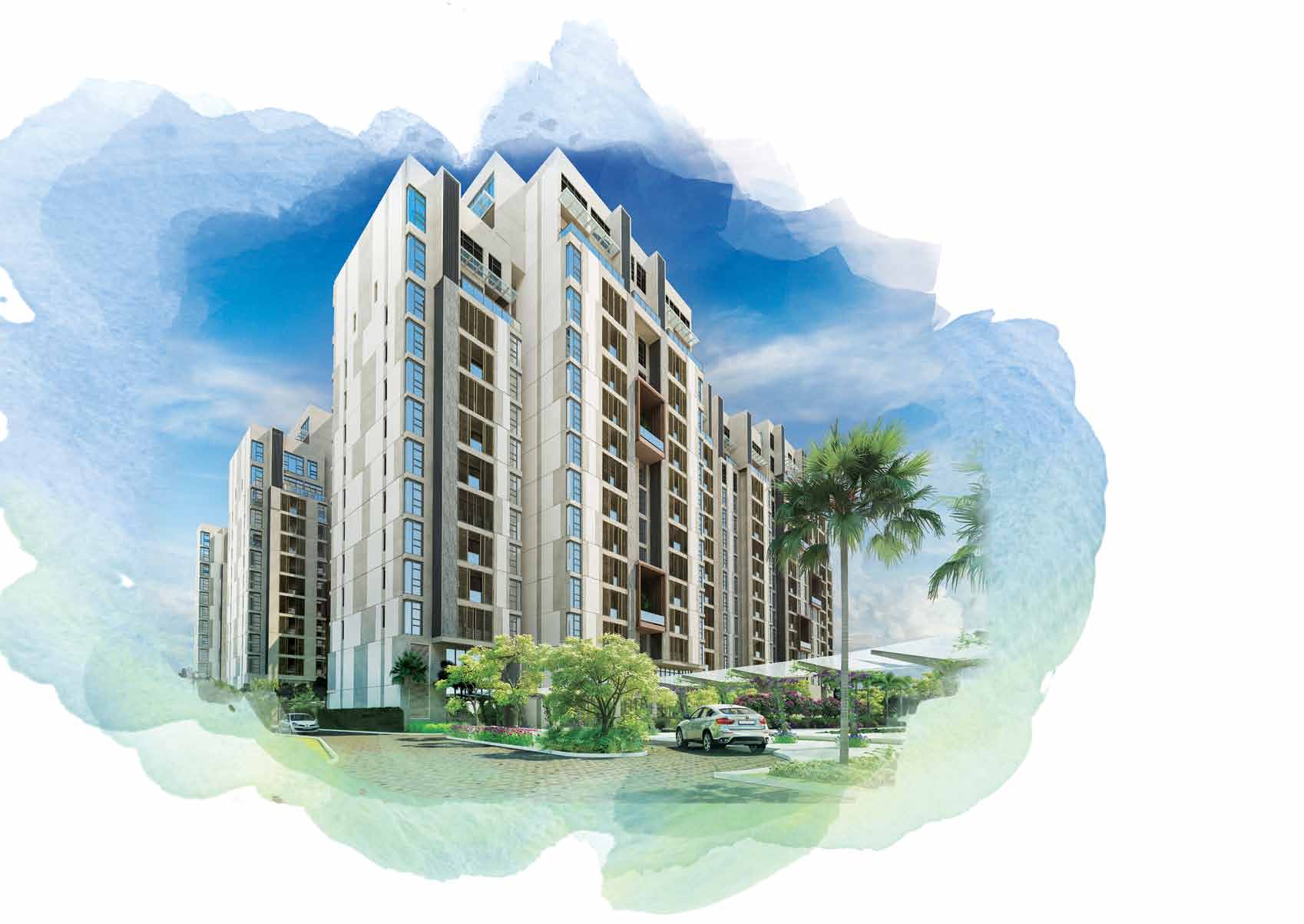 Artist's rendering of an Arbor Lanes block with its drop-off and garden