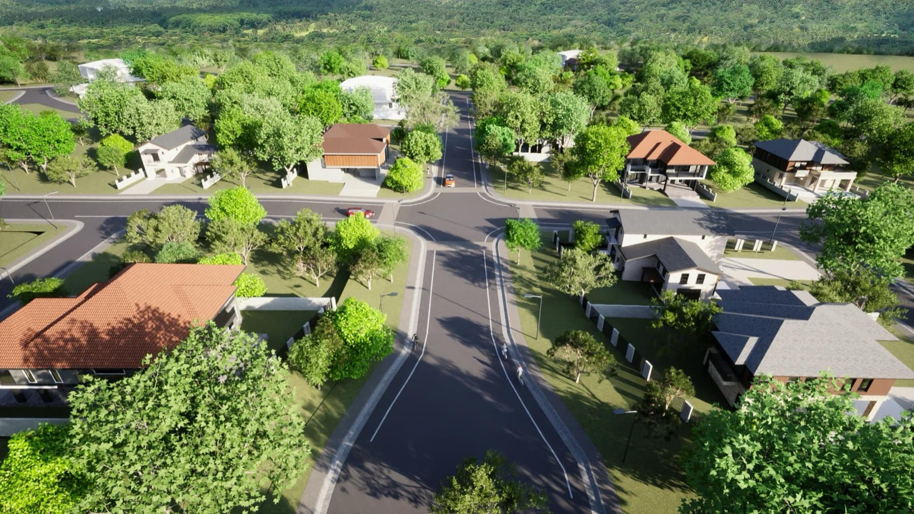 Arcilo, aerial view of homes among the trees, artist's rendering