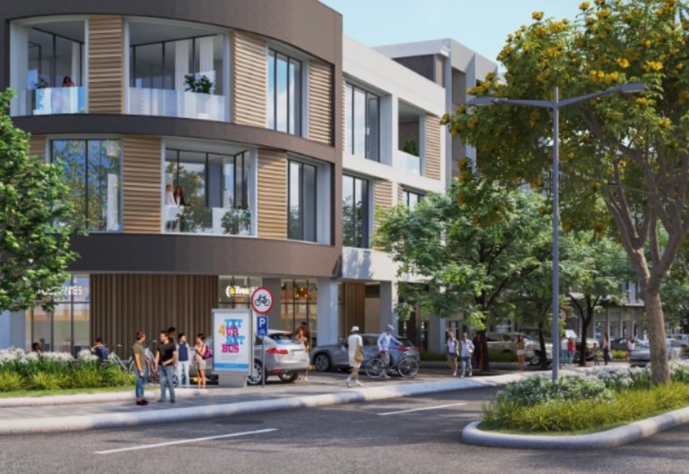Areza commercial district, shophouses along the main street, artist's rendering