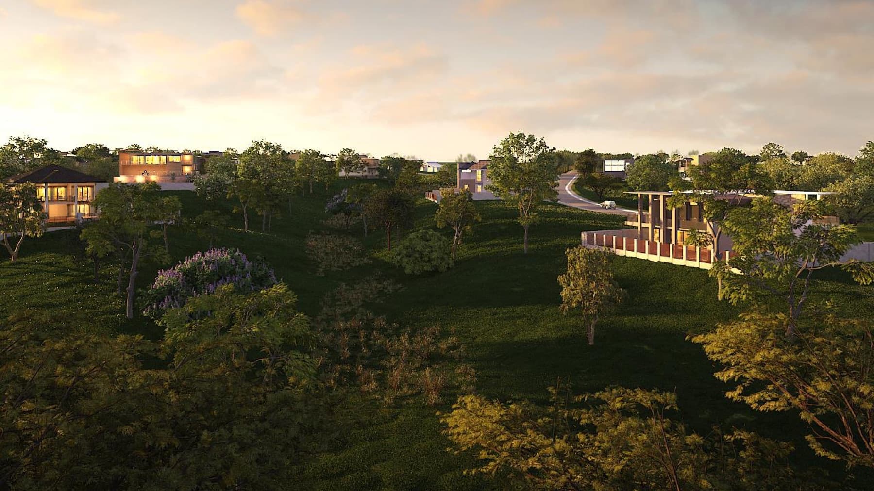 Cerilo, the village at sunset, artist's rendering