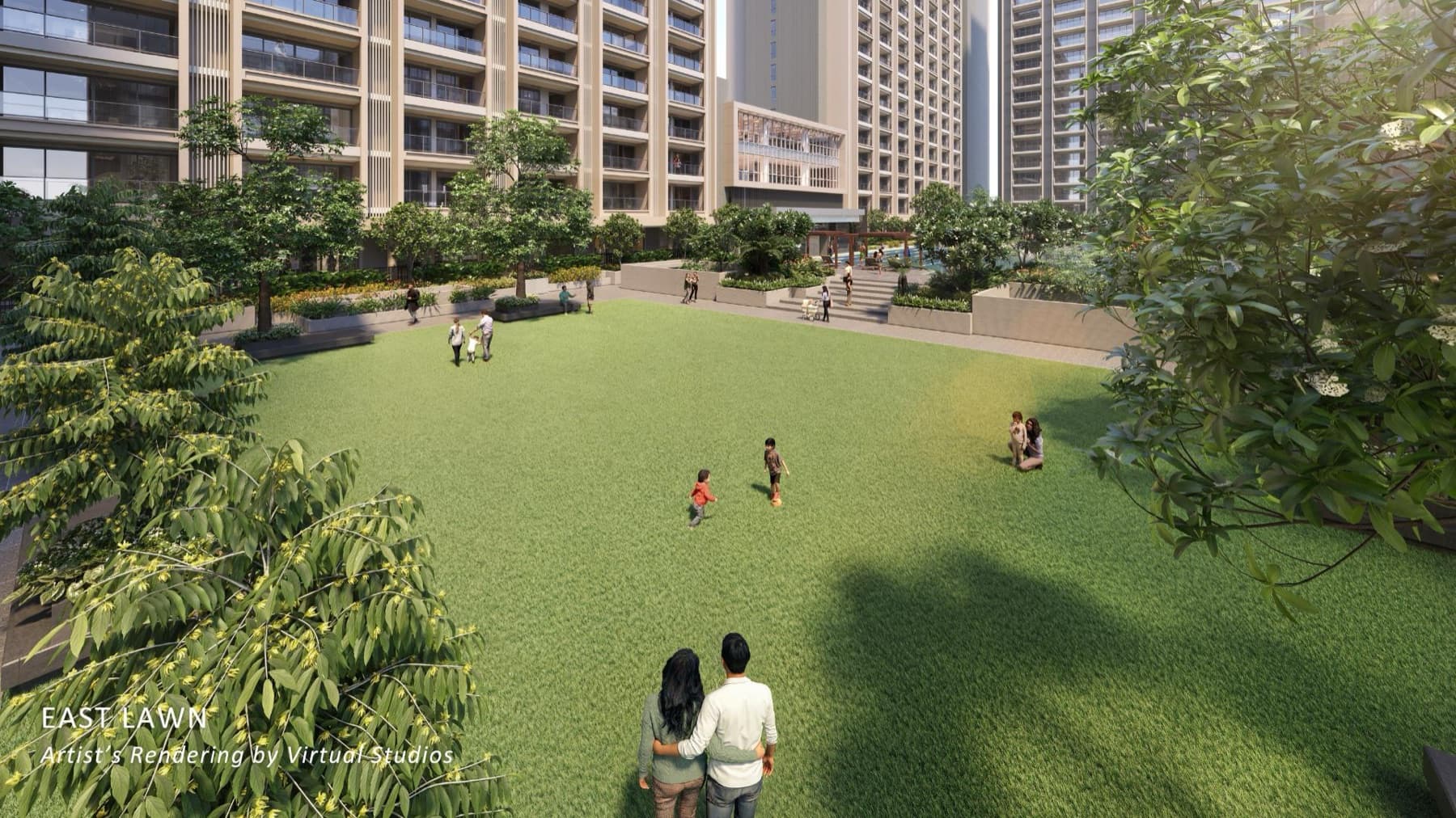 Gardencourt Residences, central lawn, artist's rendering