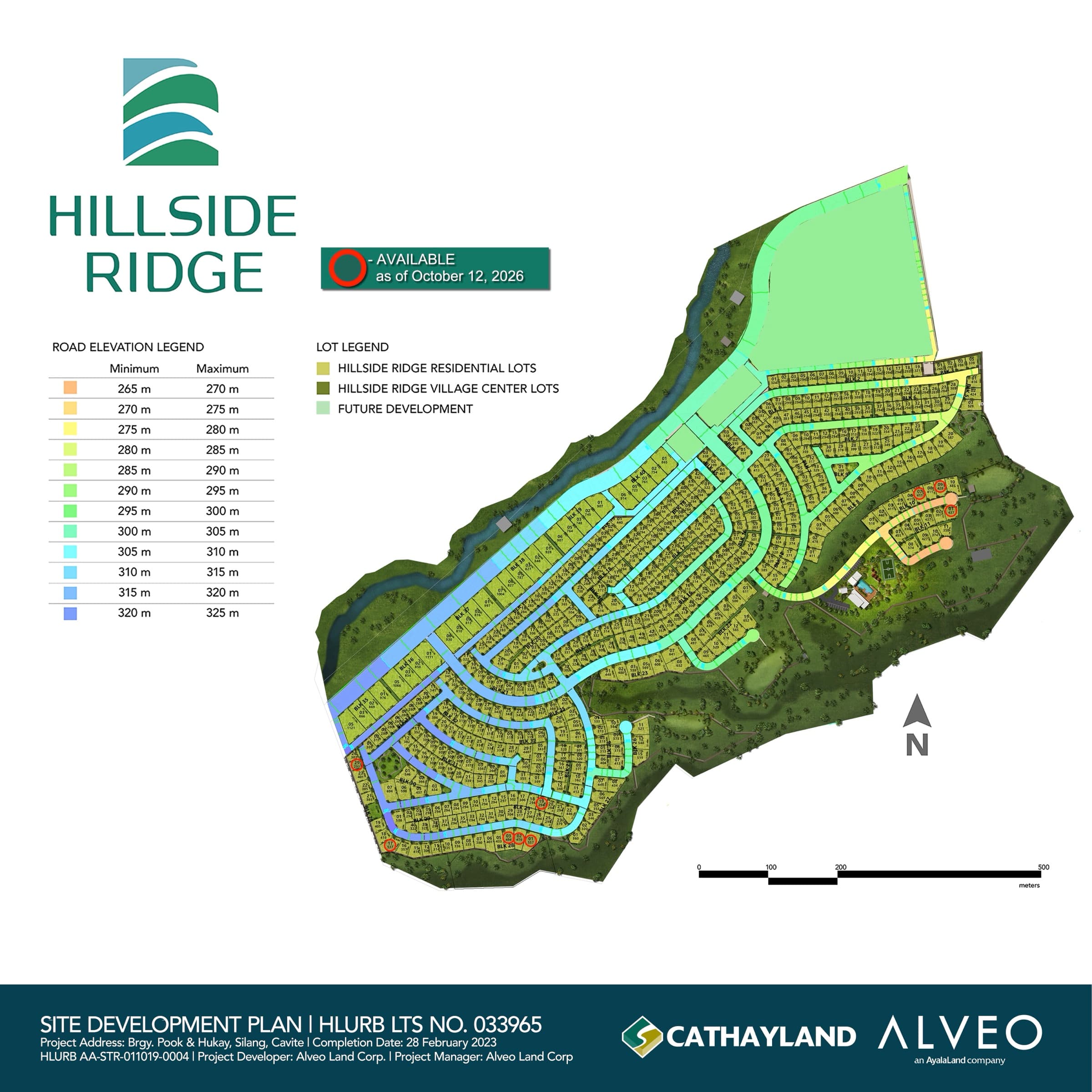 Hillside Ridge site development plan with road elevations