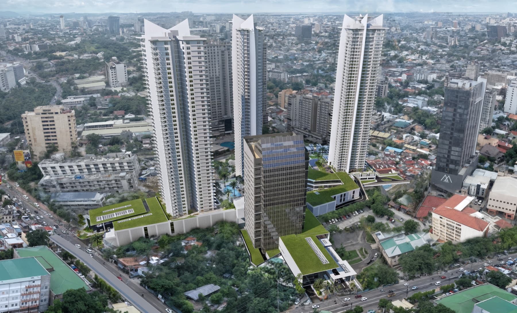 Rockwell at IPI Center, aerial from Cuenco Avenue