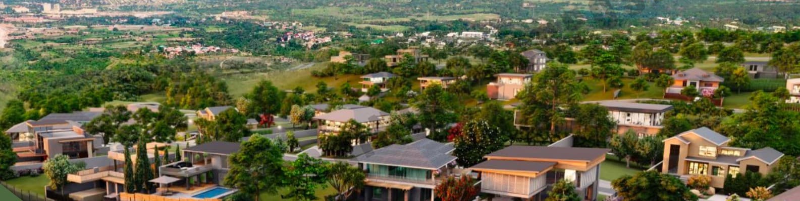 Lanewood Hills, homes across the rolling village, artist's rendering