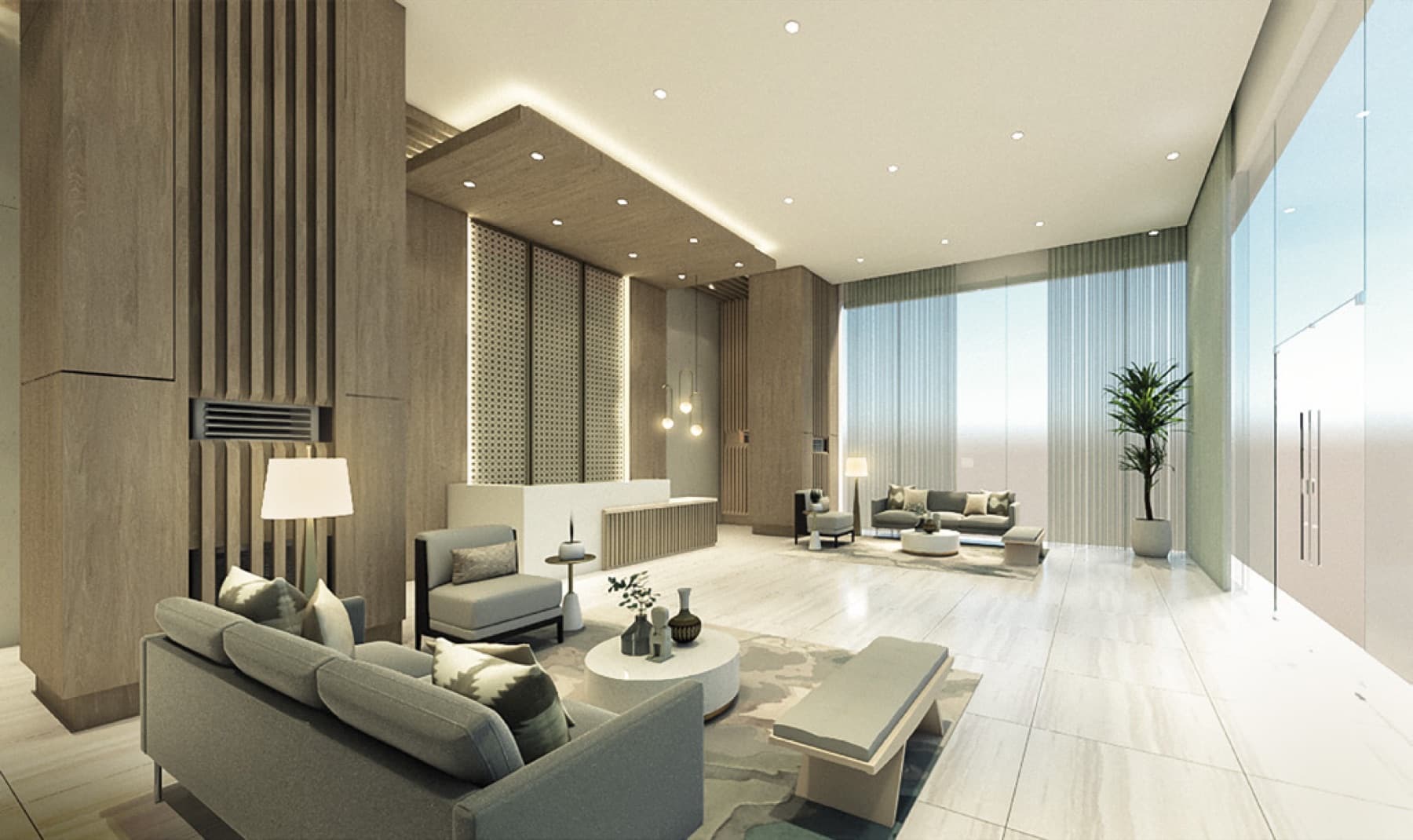 Mergent Residences, living room, artist's rendering