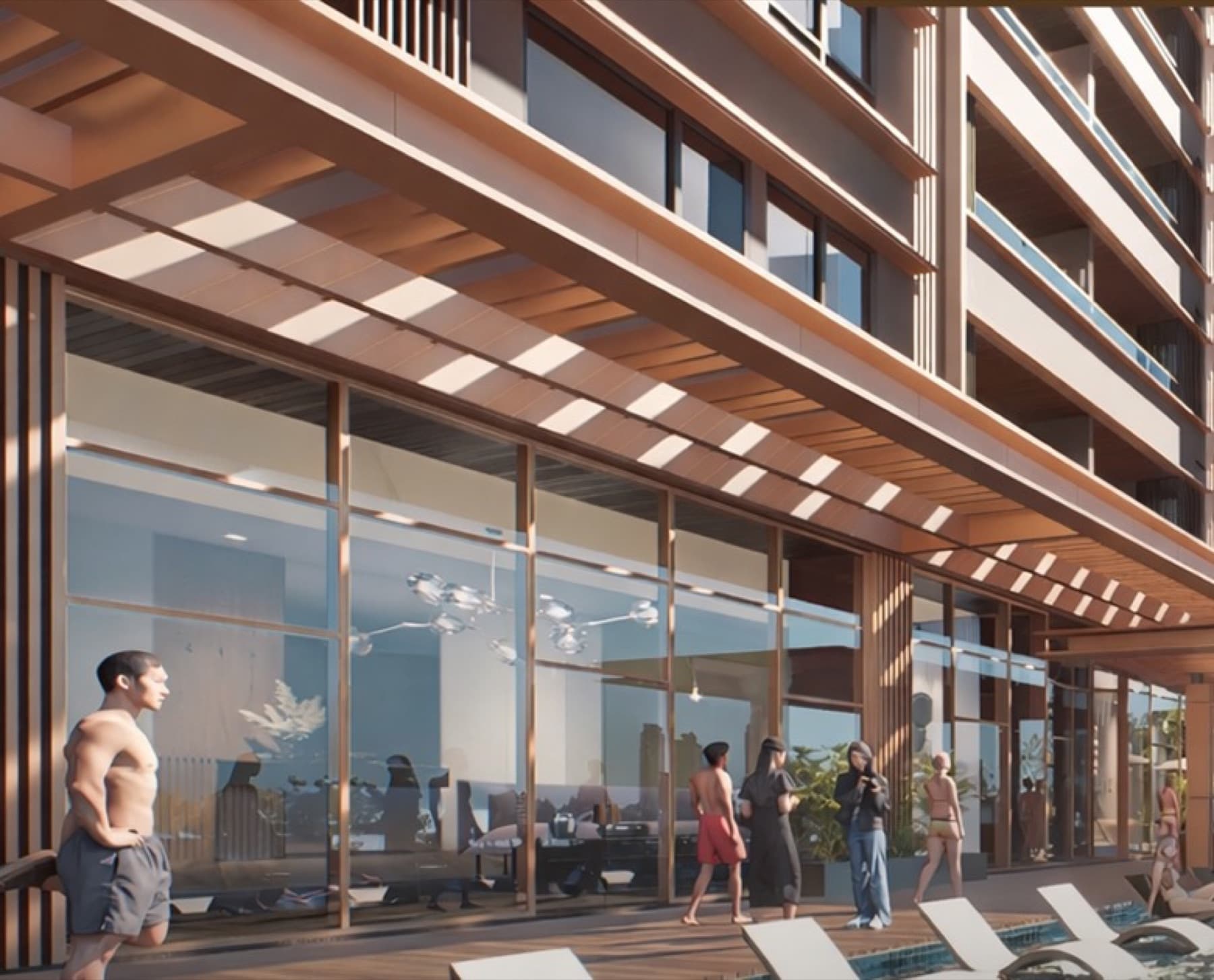 Sondris, pool deck and amenity level, artist's rendering