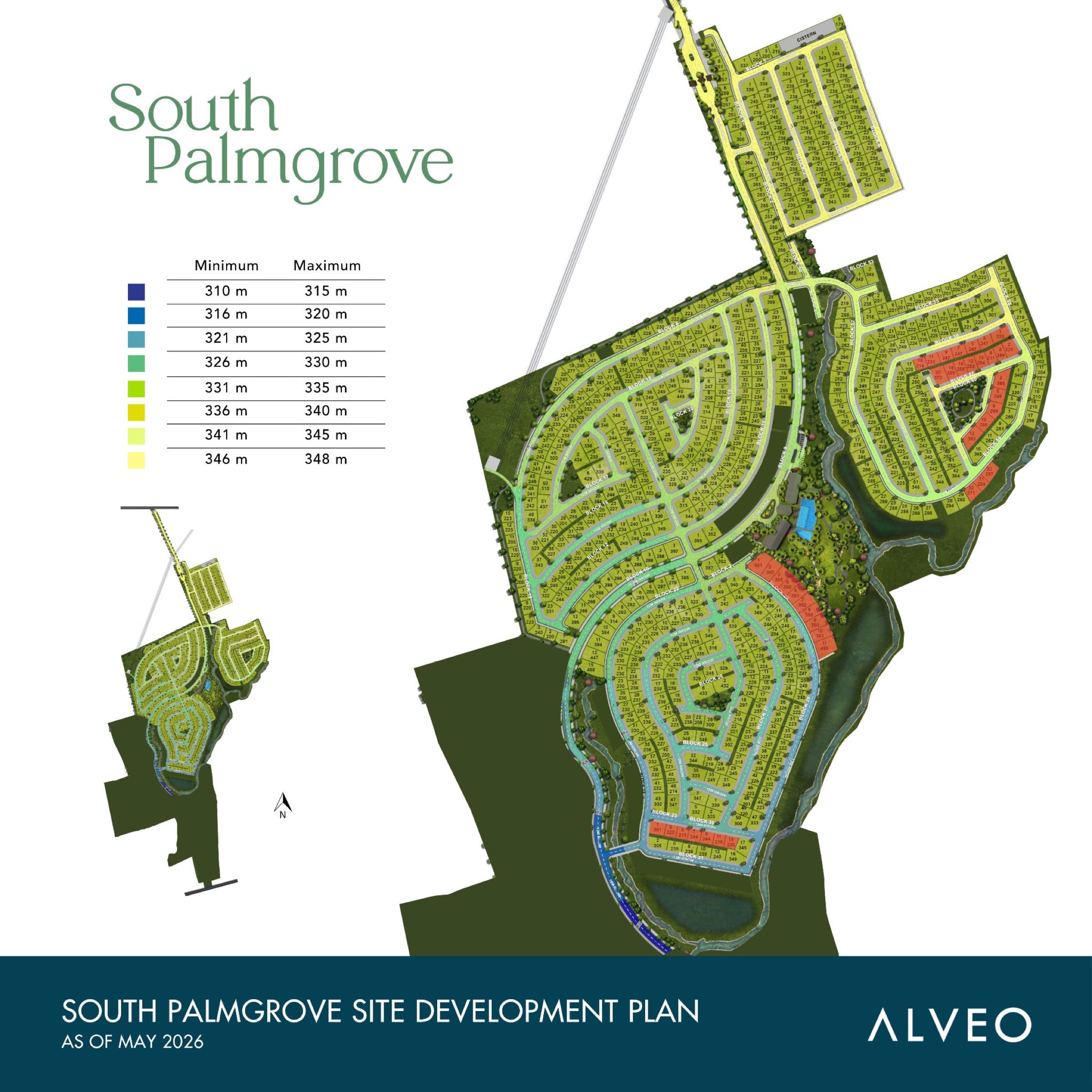 South Palmgrove site development plan with road elevations