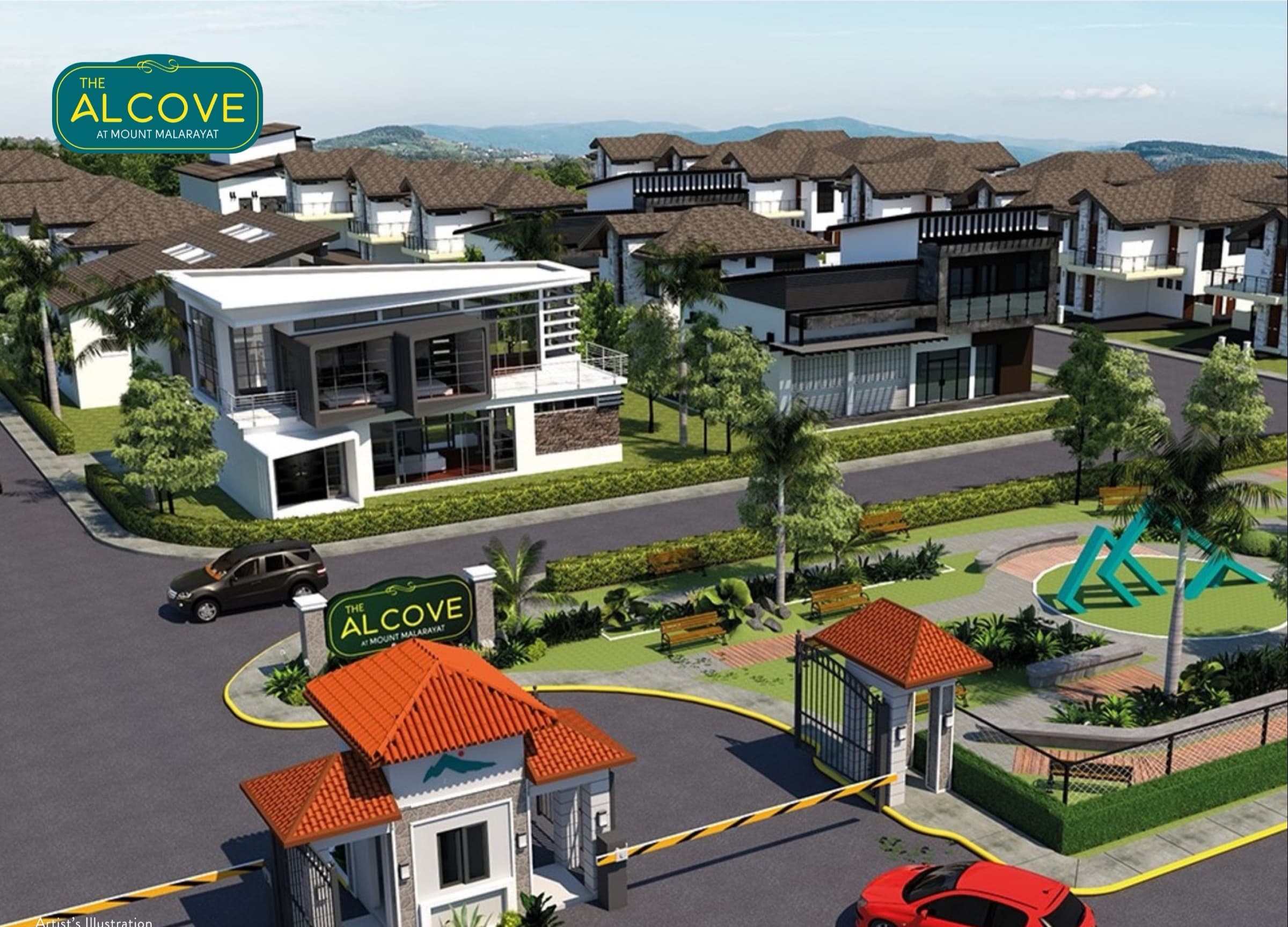 The Alcove entrance gate and guardhouse (artist's rendering)